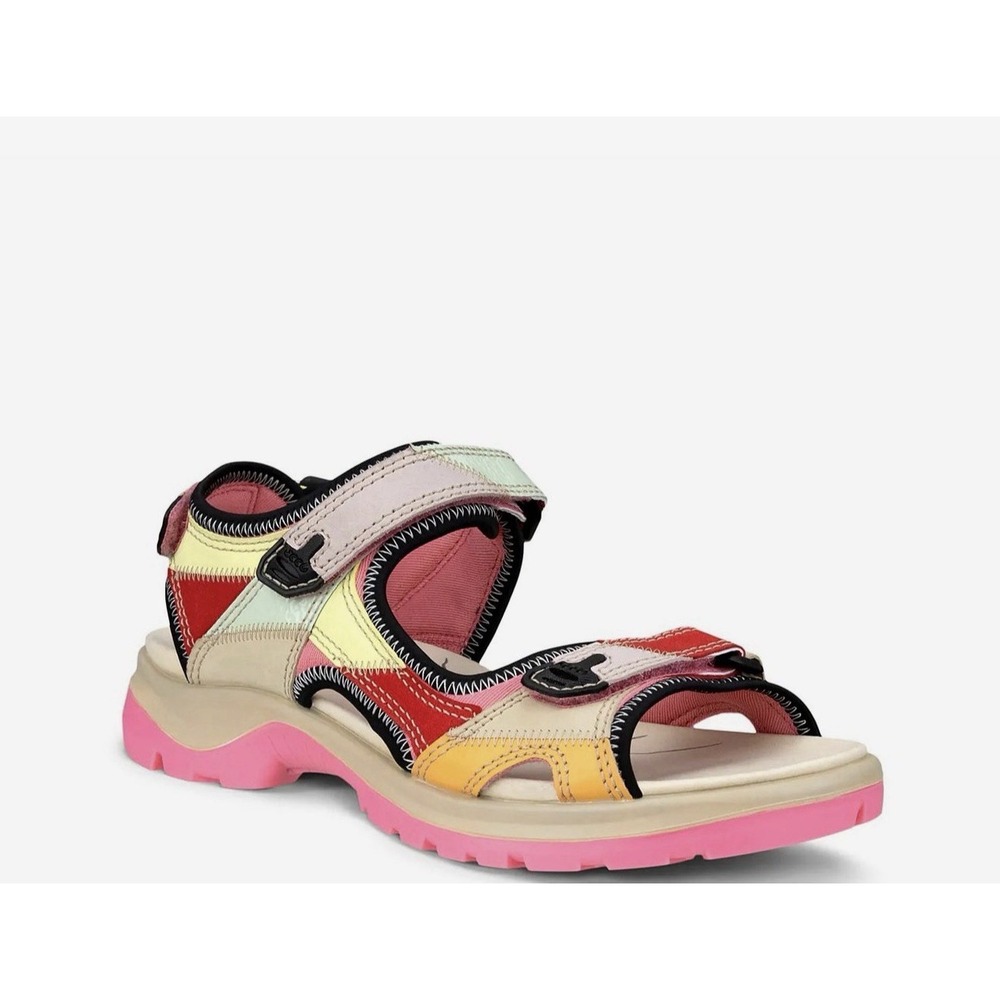 ECCO Offroad Sandals Sz 40 9 Multicolor Patchwork Bubblegum Colorful Comfort NEW